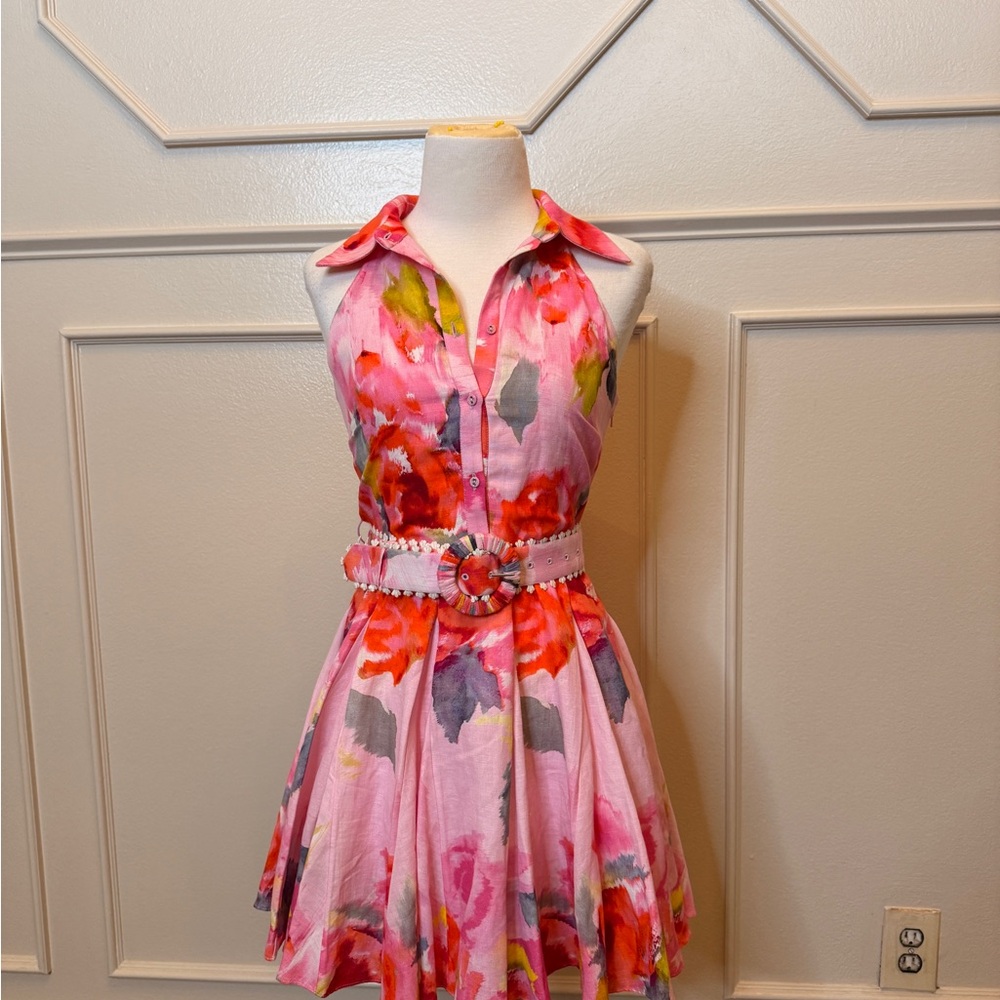 HEMANT & NANDITA Pink Floral Mini Dress